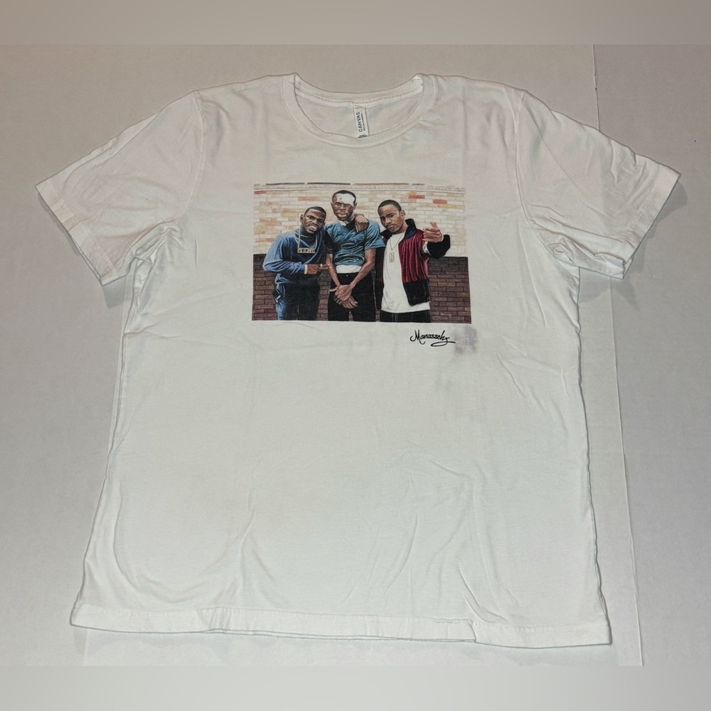 CANVAS PAID IN FULL RETRO WHITE SCREEN-PRINT GRAPHIC T-SHIRT